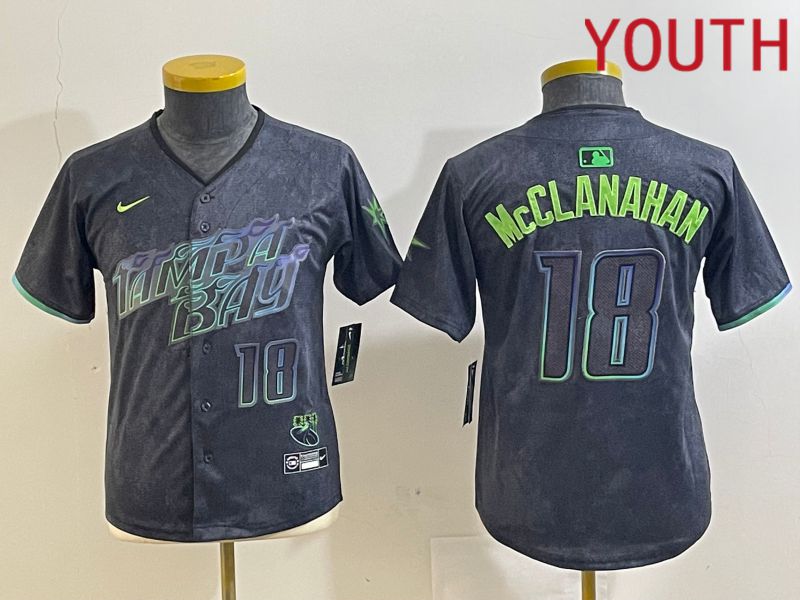 Youth Tampa Bay Rays #18 Mcclanahan Black City Edition 2024 Nike MLB Jersey style 5